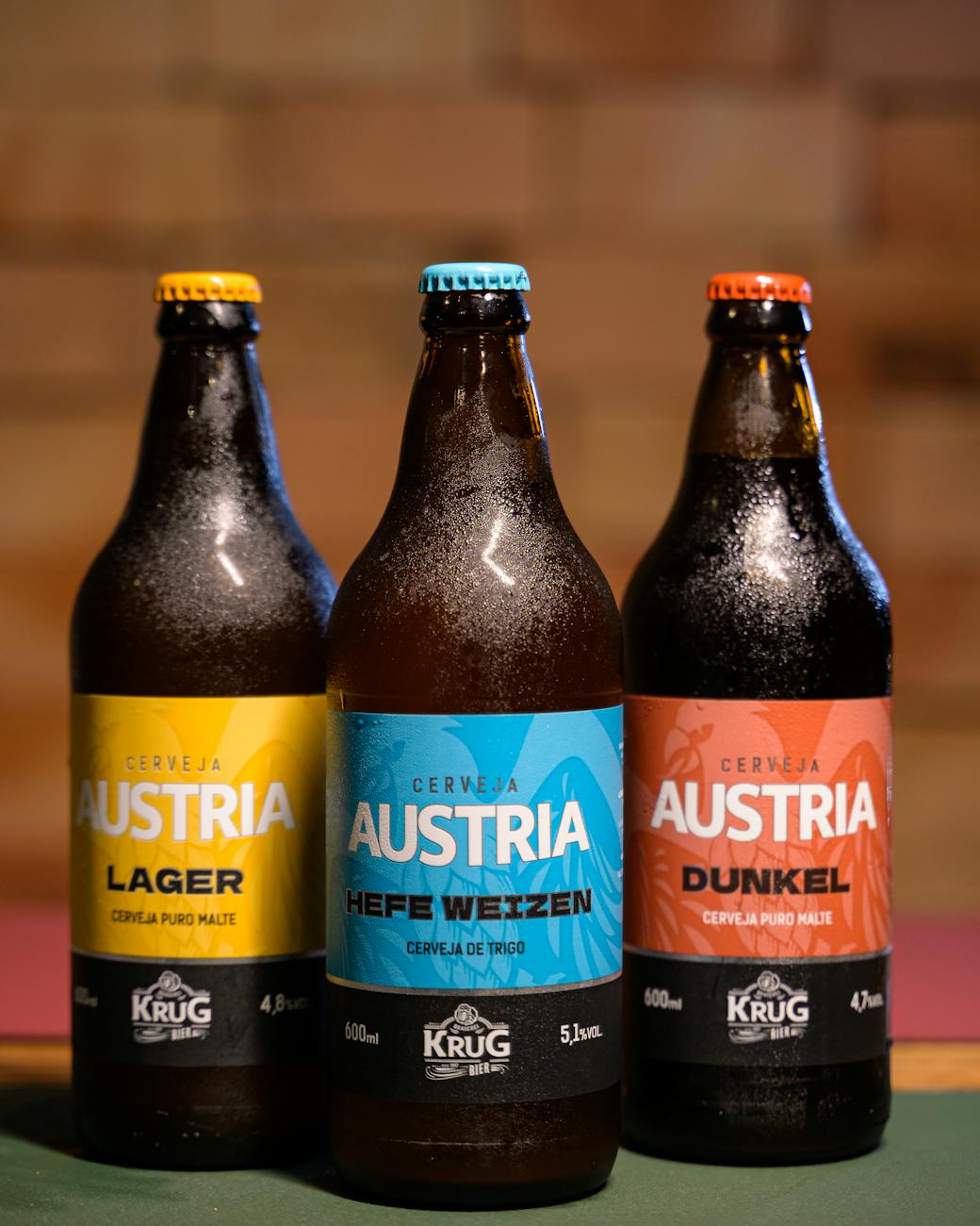 three cold bottles of beer