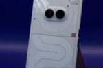 modern white smartphone with dual cameras