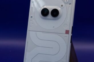 modern white smartphone with dual cameras