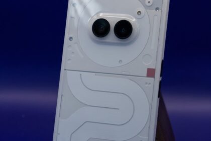 modern white smartphone with dual cameras
