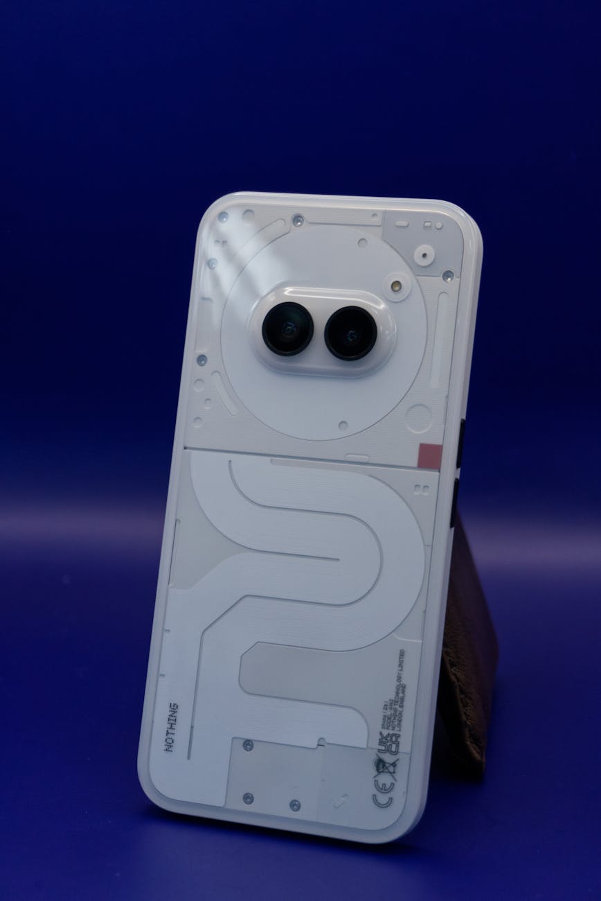 modern white smartphone with dual cameras